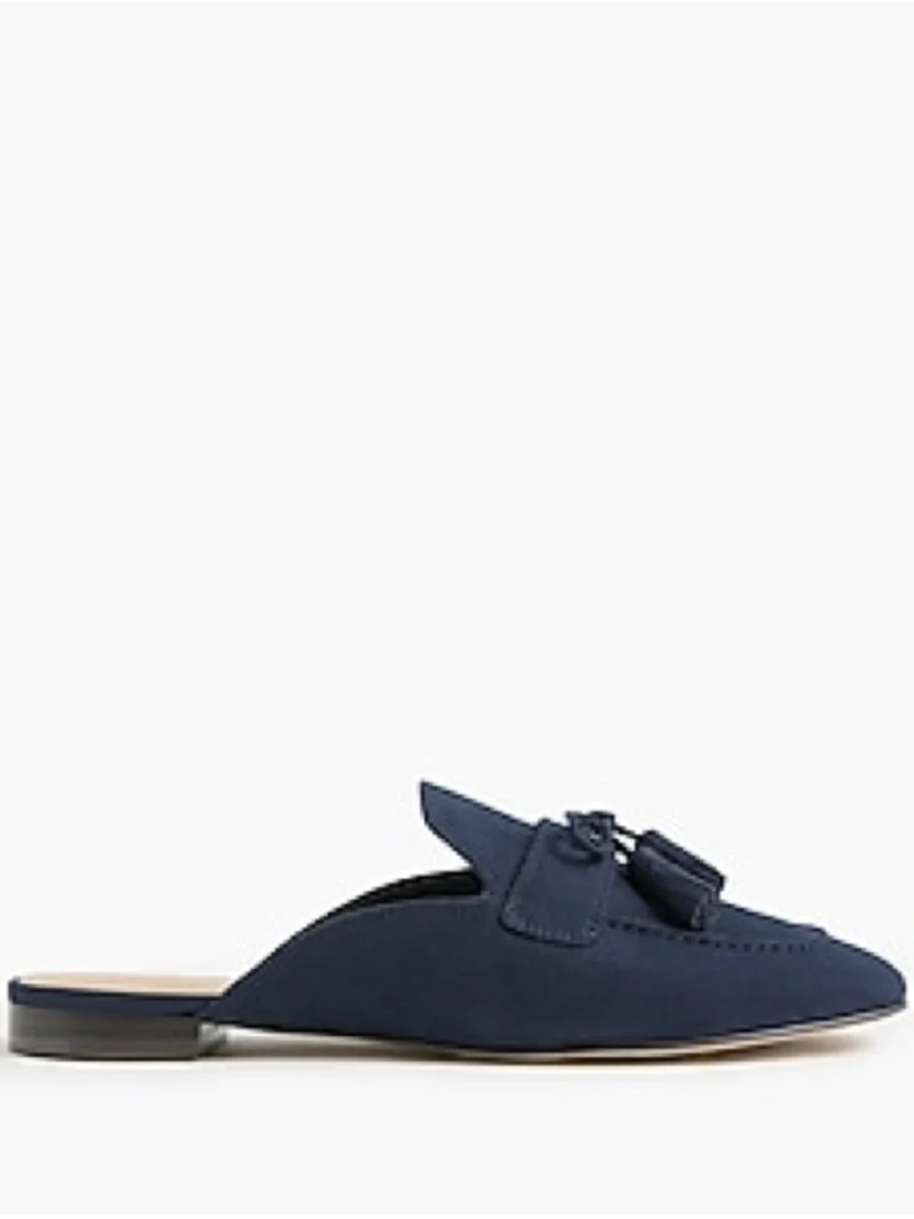 NWT J. Crew Vegan Suede Tassel Backless Navy Loafers Sz 8 Business Casual Office - Picture 4 of 6
